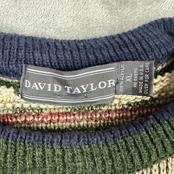 Vintage David Taylor Size XL Mens Fair Isle Crewneck Sweater Dad Grandpa - Picture 3 of 6